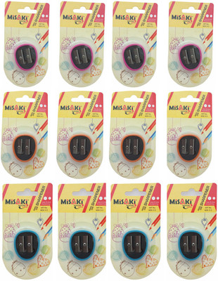 

misaki Dual Hole Sharpener Double Pencil Sharperners(Set of 12, Assorted Colours)
