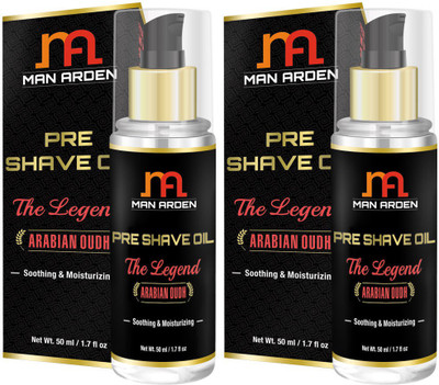 

Man Arden The Legend (Arabian Oudh) - Soothing & Moisturizing - (Pack Of 2) Pre Shave Oil(50 ml)
