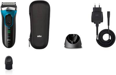 Braun Electric Wet & Dry Foil 3080 Shaver For Men (Black, Blue) 