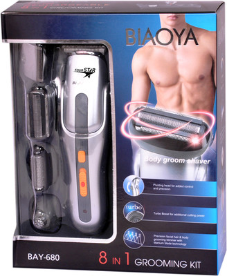 Four Star 8 In 1 Grooming Kit Shaver For Men(Black & Sliver)