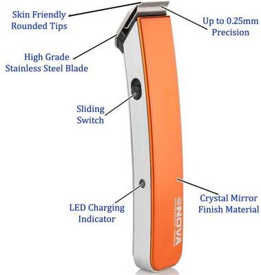 Adino Nova smart cordless O-216 Trimmer For Men (Orange) 