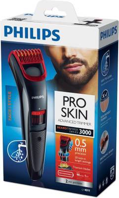Philips QT4011 Trimmer For Men (Black & Red)