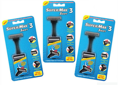 Super Max Swift 3 Razor With 5 Cartridge(Pack of 3)