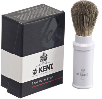 

Kent TR3 Premium Real Badger Hair Travel in White Anodized Aluminium Case Shaving Brush