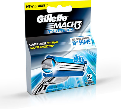 Gillette Mach 3 Turbo Cartridges(Pack of 2) available at flipkart for Rs.269