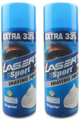 

Laser Sport 3 Shaving Foam Regular with Aloe Vera (Pack of 2)(400 ml)