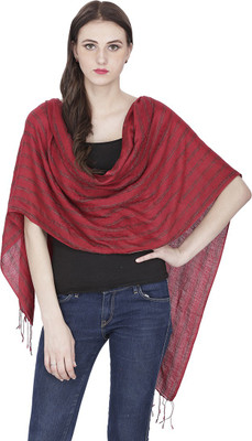 Royal Kashmir Wool Striped Women's Shawl(Red) available at flipkart for Rs.899