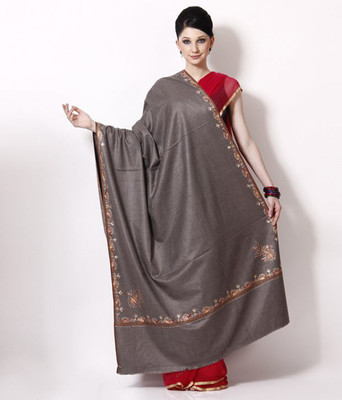 

Royal-E-Kashmir Wool Floral Print Women's Shawl(Grey