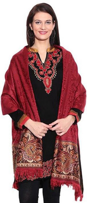 

Cashmere Woolen Wool Floral Print Women's Shawl(Maroon