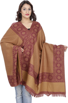 

Indo Essence Wool Embroidered Women's Shawl(Multicolor), Brown-maroon