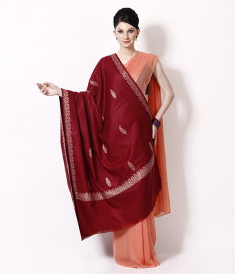 Shaan-e-Kashmir Wool Floral Print Women's Shawl(Maroon) available at flipkart for Rs.750