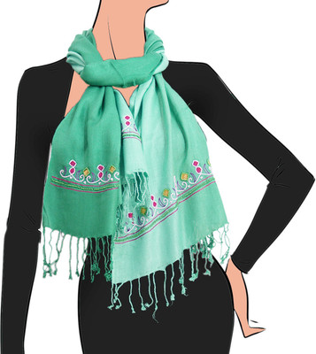 

VR Designers Viscose Embroidered Women's Shawl(Green, Turqouise