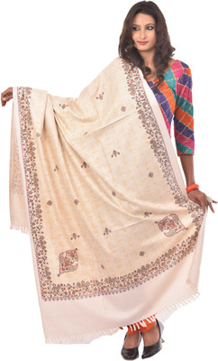 WEAVERS VILLA Polycotton Printed Women Shawl(Beige)
