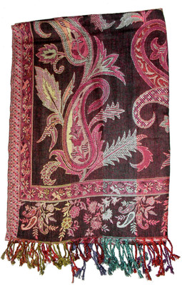 28% OFF on Shawls Of India Cotton Viscose Blend Floral Print Women Shawl(Multicolor)