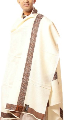 WEAVERS VILLA Wool Blend Woven Men Shawl(White)