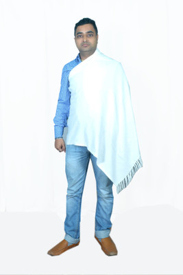 Royal-E-Kashmir Wool Solid Men's Shawl(White) available at flipkart for Rs.499