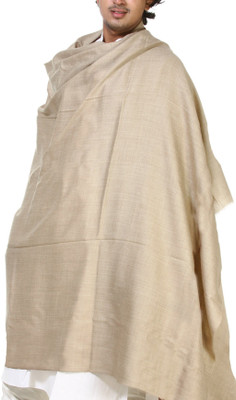 WEAVERS VILLA Pure Wool Solid Men Shawl(Beige) WEAVERS VILLA Pure Wool Solid Men Shawl(Beige)