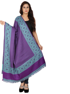 

Indo Essence Wool Embroidered Women's Shawl(Multicolor), Purple-blue