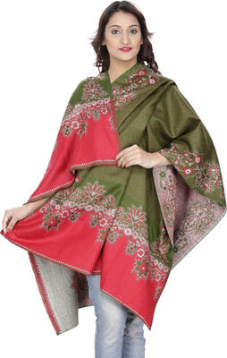 

Indo Essence Wool Embroidered Women's Shawl(Multicolor), Mehandi-red