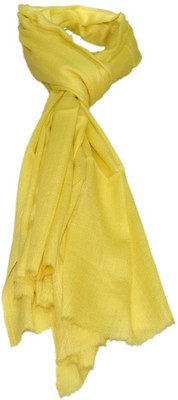 SOFIAS Cotton Blend Solid Women Shawl(Yellow)