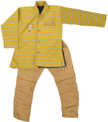 

Nut Khut Striped Sherwani, Yellow