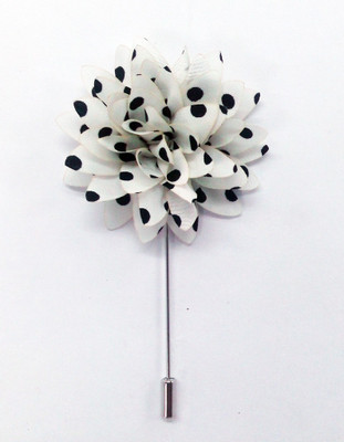 

Blacksmith White And Black Opulent Flower Lapel Pin Polyester Sliding Pin Shirt Stud(White)