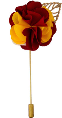 

Avaron Projekt Handmade Maroon Yellow Bunch Flower Stainless Steel Sliding Pin Shirt Stud(Multicolor)