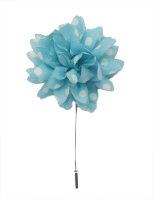 

Blacksmith Lblue And White Opulent Flower Lapel Pin Polyester Sliding Pin Shirt Stud(Blue)