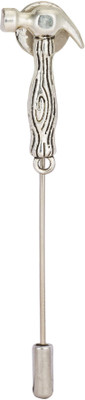 Avaron Projekt Handmade Silver Hammer Stainless Steel Sliding Pin Shirt Stud(Silver)