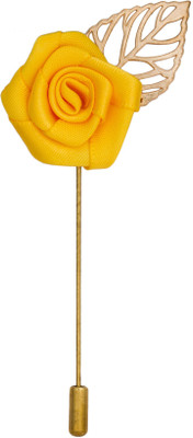 

Avaron Projekt Handmade Yellow Rose With Gold Leaf Stainless Steel Sliding Pin Shirt Stud(Yellow)