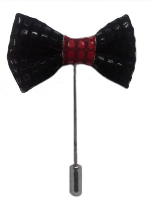 

Blacksmith Black Leather Bow Lapel Pin Brooch(Black)