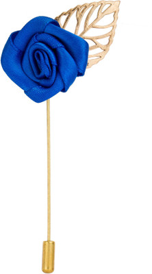 

Avaron Projekt Handmade Royal Blue Rose With Gold Leaf Stainless Steel Sliding Pin Shirt Stud(Blue)