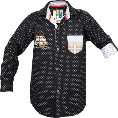

Kidzee Boys Self Design Casual Black Shirt