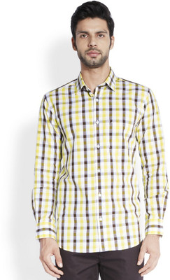 ColorPlus Men's Checkered Casual Yellow Shirt