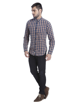 

Jack & Jones Men' Checkered Casual Orange, Blue Shirt, Mecca orange