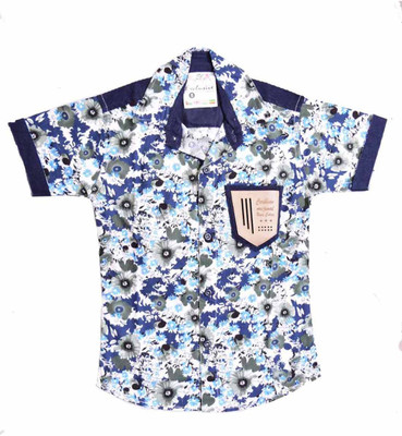 

British Terminal Boys Self Design Casual Dark Blue Shirt