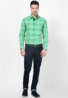 

Dazzio Men's Checkered Casual Green Shirt