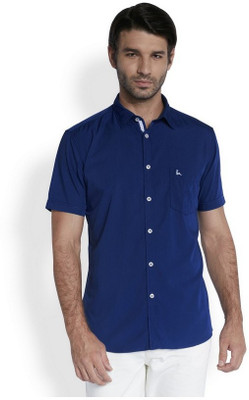 

Parx Men's Solid Casual Dark Blue Shirt