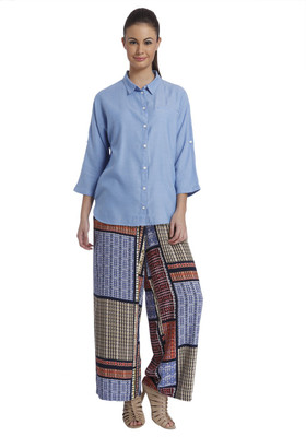 

Only Women's Solid Casual Light Blue Shirt, Light blue denim