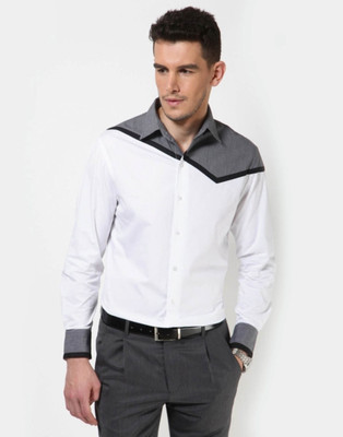 

Dazzio Men's Solid Casual White, Grey, Black Shirt