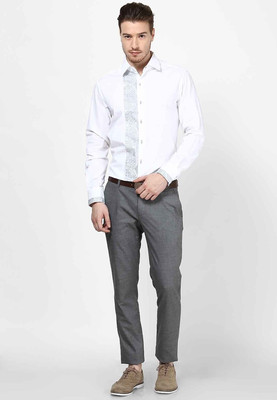 

Dazzio Men's Solid Casual White, Grey Shirt