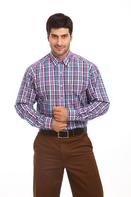 

ColorPlus Men's Checkered Casual Blue Shirt
