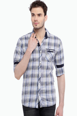 

Fifty Two Men's Checkered Casual Black, Grey Shirt, Blk.gry checks.