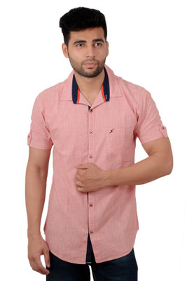

Studio Nexx Men's Checkered Casual Red Shirt, Peach