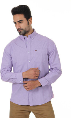 

London Fog Men' Solid Casual Purple Shirt, Pink