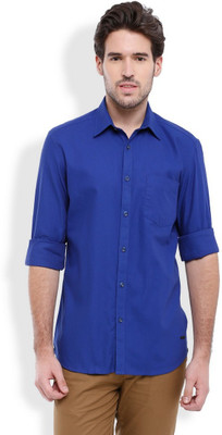 

Parx Men's Solid Casual Dark Blue Shirt