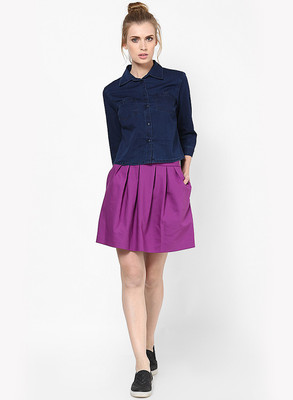 

Only Women's Solid Casual Light Blue Shirt, Dark blue denim