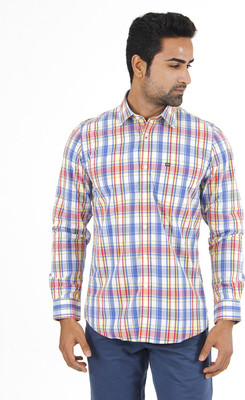

London Fog Men' Checkered Casual Blue, Yellow Shirt, Biege;blue