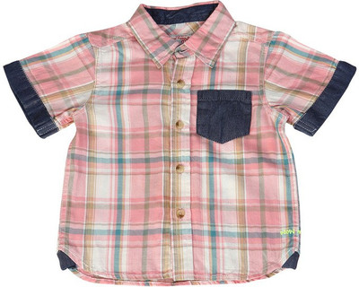

Wow Mom Boys Checkered Casual Pink Shirt