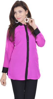 

Soundarya Women's Solid Casual Pink Shirt